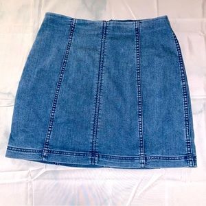 Free People Zip to It Denim Zippered Mini Skirt Size 12